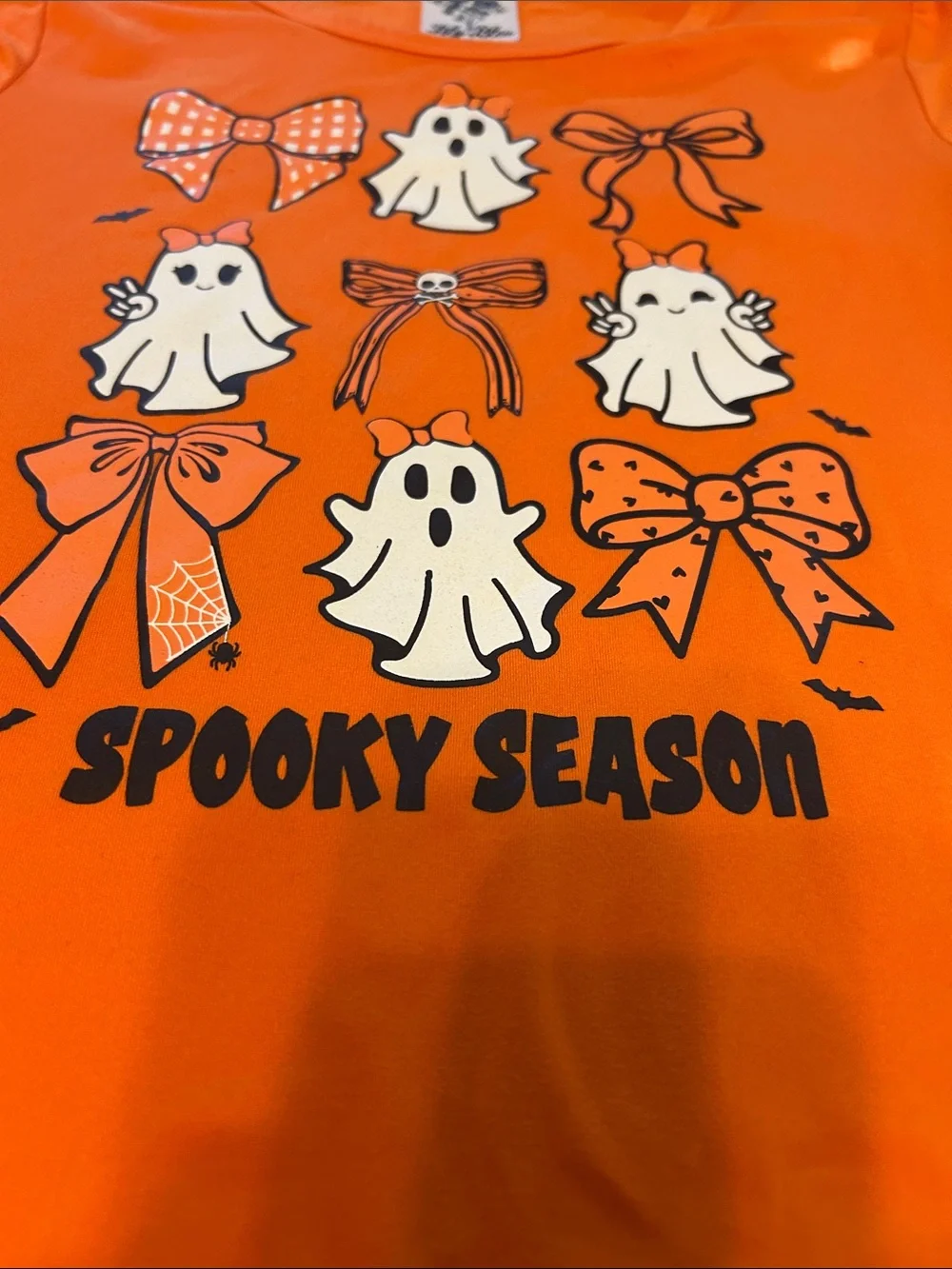 Lily Bleu Orange Halloween Ghost Tee with Bows